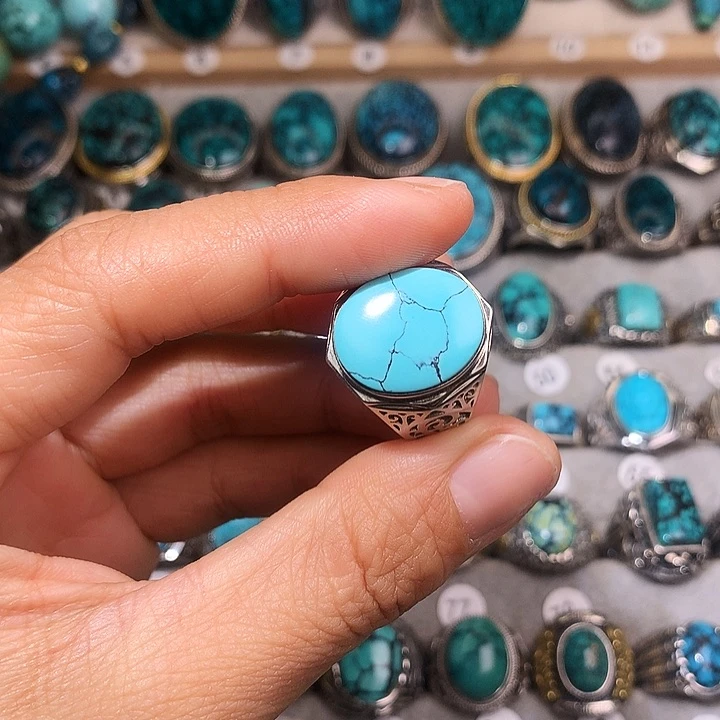 绿松石挂件银S925镶嵌