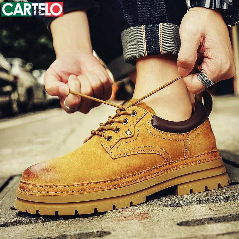 卡帝乐鳄鱼男鞋2025夏季新款低帮英伦风马丁靴子男士休闲风工装鞋