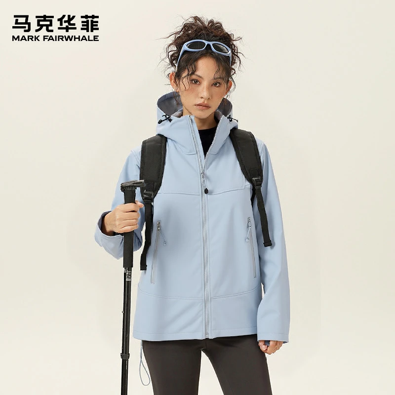 马克华菲户外三防运动百搭休闲情侣款软壳衣登山徒步冲锋外套2418