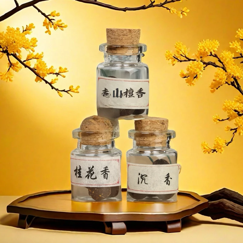 香丸组合(老山檀香 沉香 桂花)古法手工蜜丸 5颗/瓶香丸手工香丸