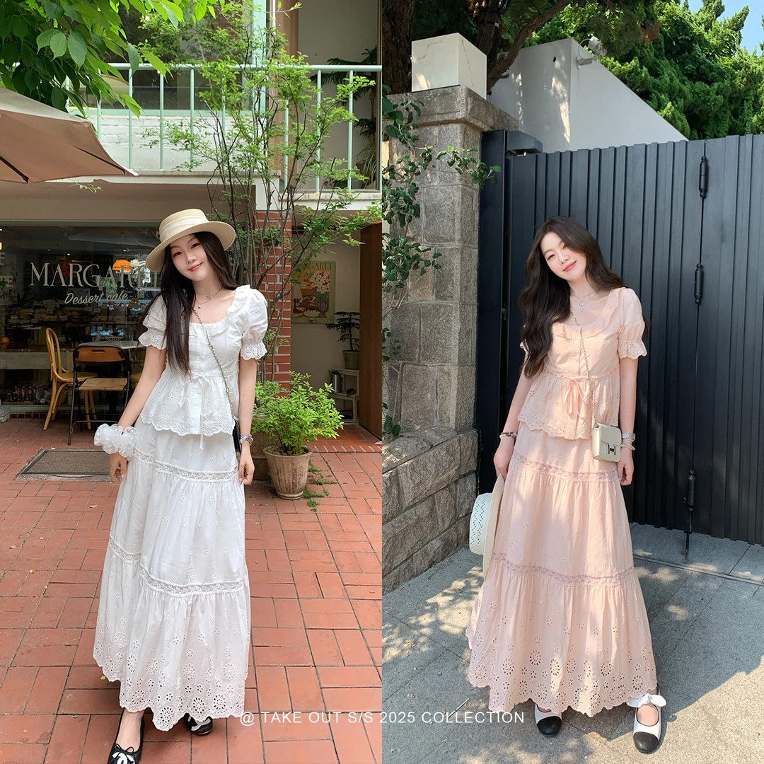 外卖到了「栀白」白色小飞袖背心花苞天丝半裙套装WM5ESQ12