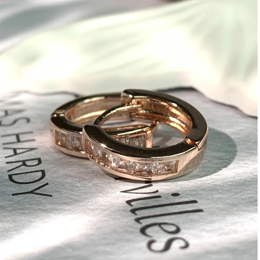 钛钢锆石耳饰 A3158-玫瑰金镶锆耳扣