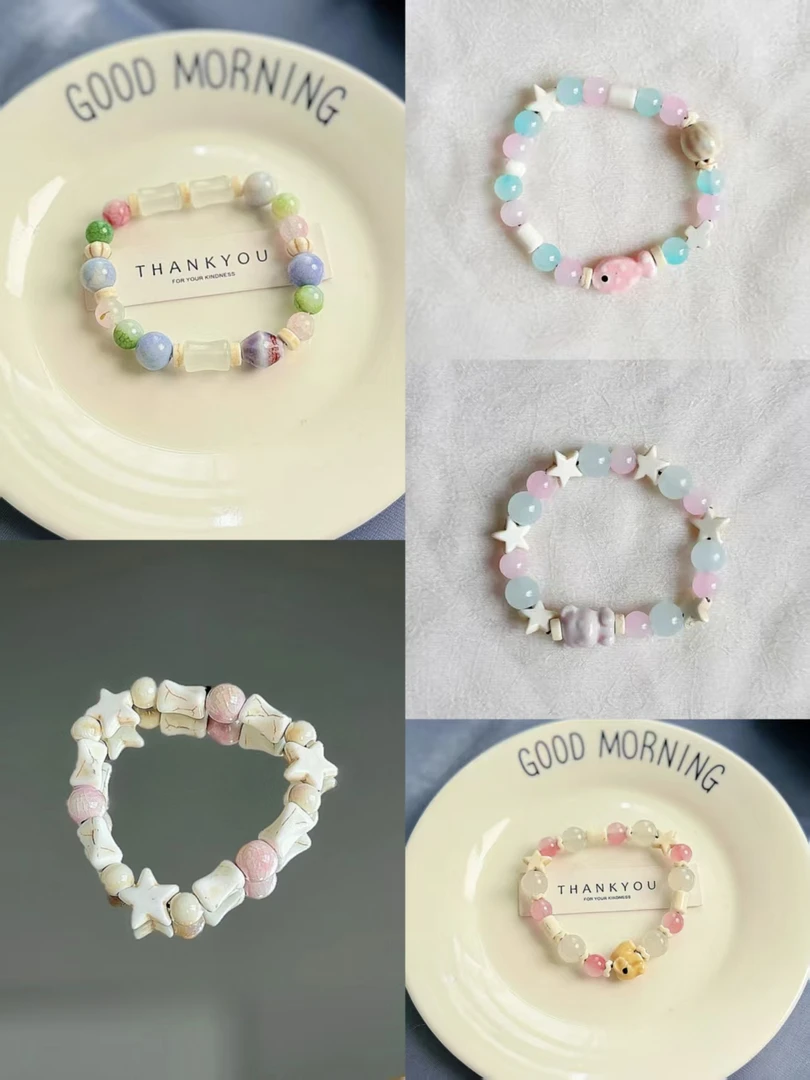 合金陶瓷手链 日式侘寂风陶瓷手串 极简哑光手工捏制小众diy高级