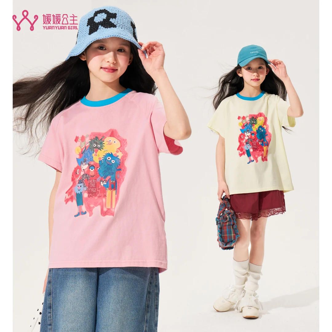 媛媛公主2025夏季女中大童时尚百搭T恤裙15201F010