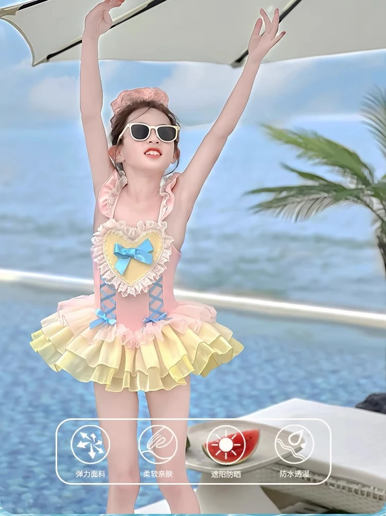 女童泳衣2025新款夏季儿童速干连体游泳衣女孩宝宝洋气泳装