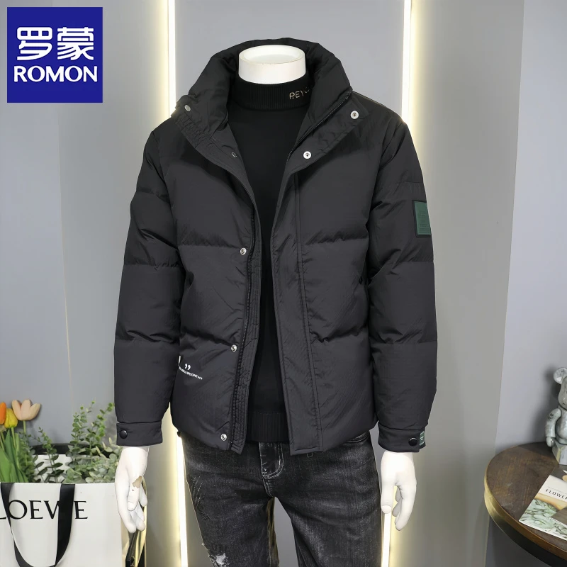 罗蒙立领羽绒服短款青年2025新款冬季潮牌潮流休闲时尚加厚外套男