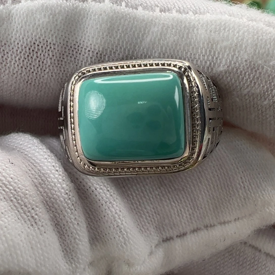 银S925镶嵌绿松石戒指