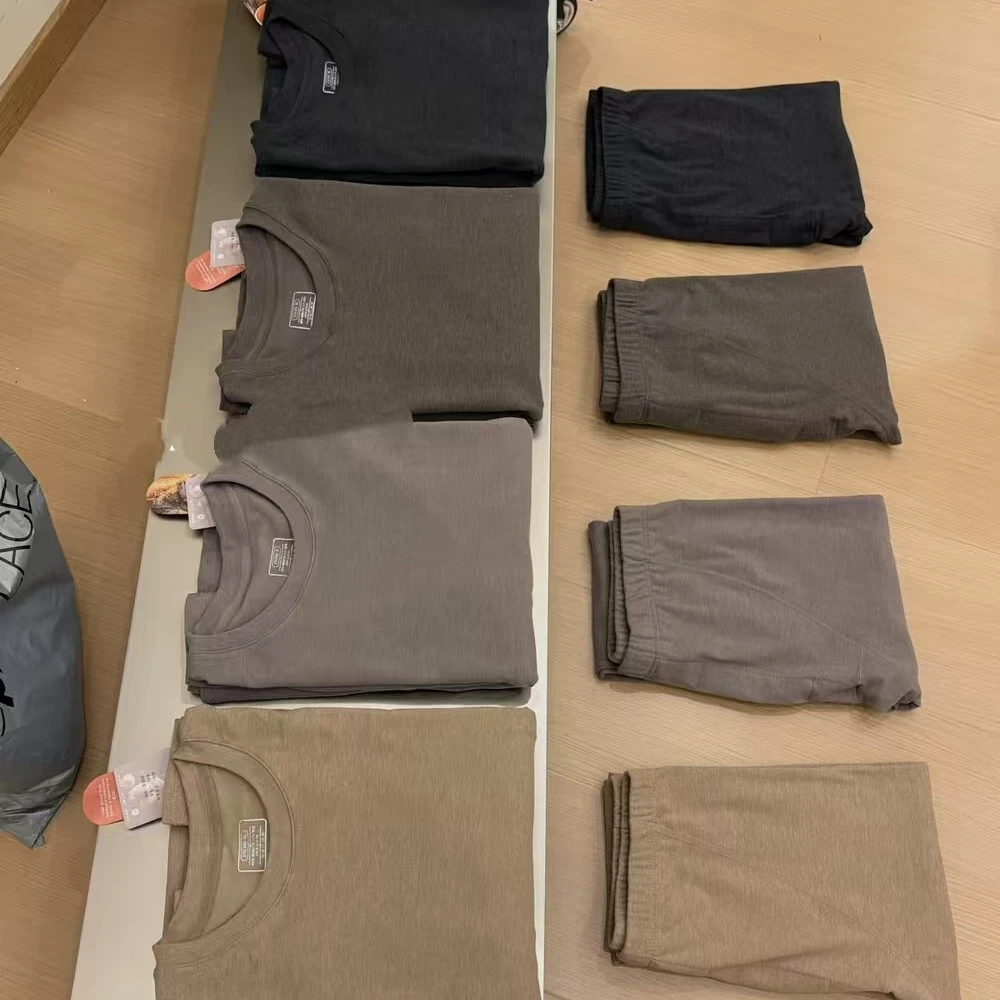 男士秋冬加厚自发热护肚护背护腰保暖内衣长袖圆领套装