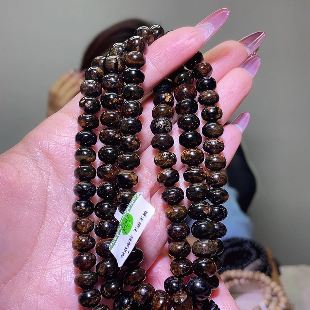 琥珀未镶嵌裸石抚顺琥珀9+黑花108