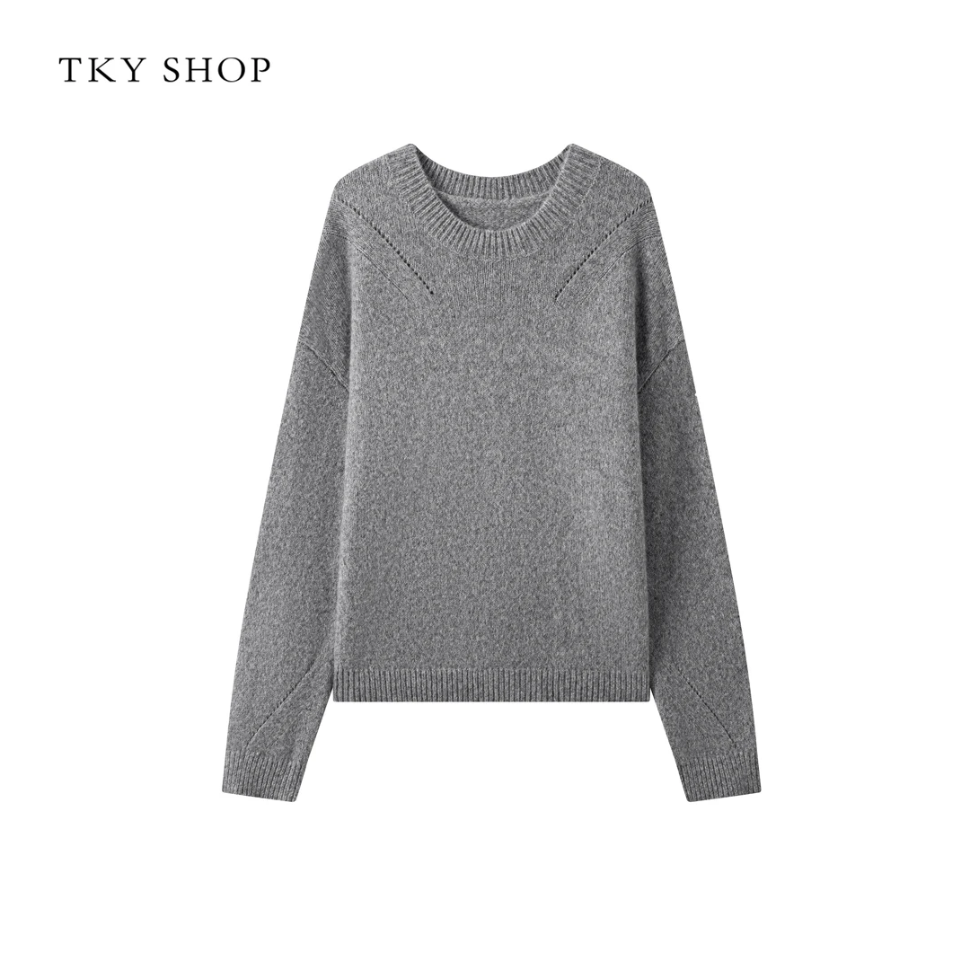 TKYSHOP时尚圆领毛套衫绵羊毛保暖内搭设计感秋毛衣 10H1MA00H148