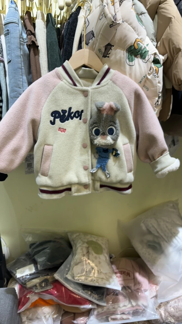 卡通动漫秋季普通外套小童毛绒双面棉服卡通休闲女童冬季冬款
