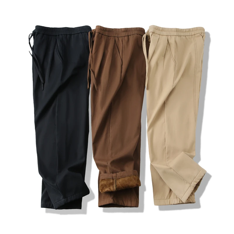 秋冬男士纯棉加绒保暖简约百搭长裤宽松直筒弯刀休闲裤Z1811-K69