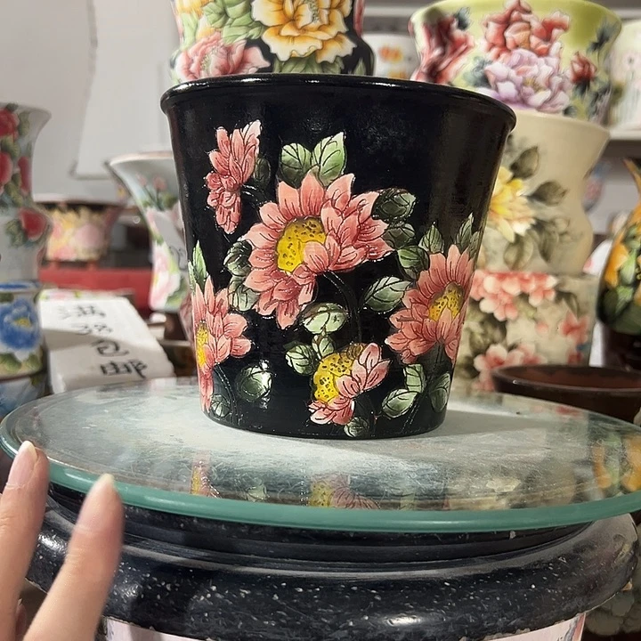 景德镇幸运花盆手绘韩式花盆