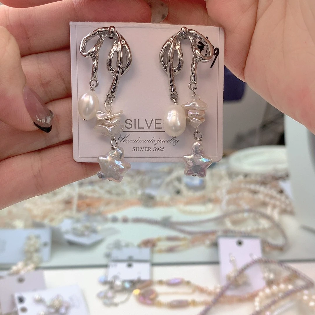银S925镶嵌耳饰淡水珍珠