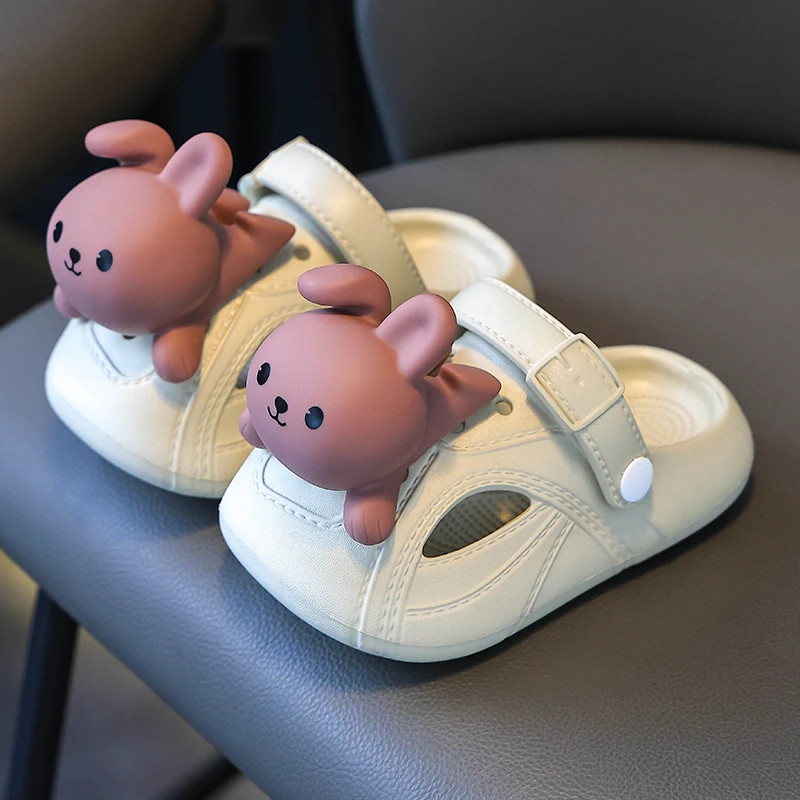 女童小白兔凉拖鞋可爱包头洞洞凉鞋女宝宝亲子拖居家洗澡男童拖鞋