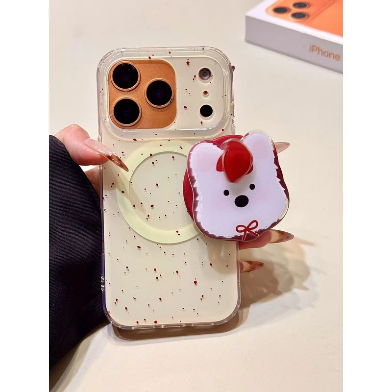 简约风泼墨旋转帽狗狗磁吸支架适用苹果17promax手机壳15iphone16