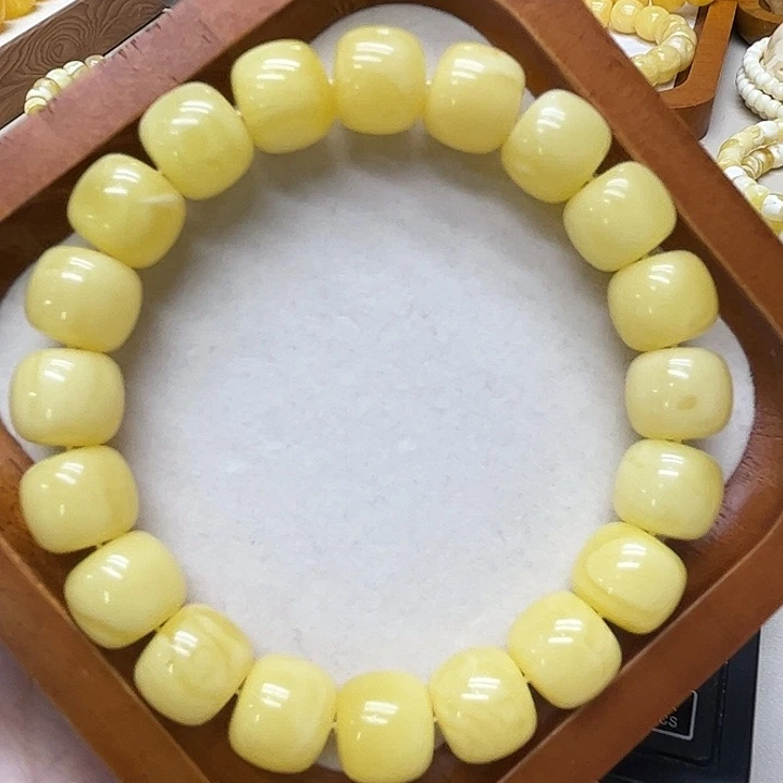 蜜蜡未镶嵌手链12.3mm蜜蜡老型手串22克