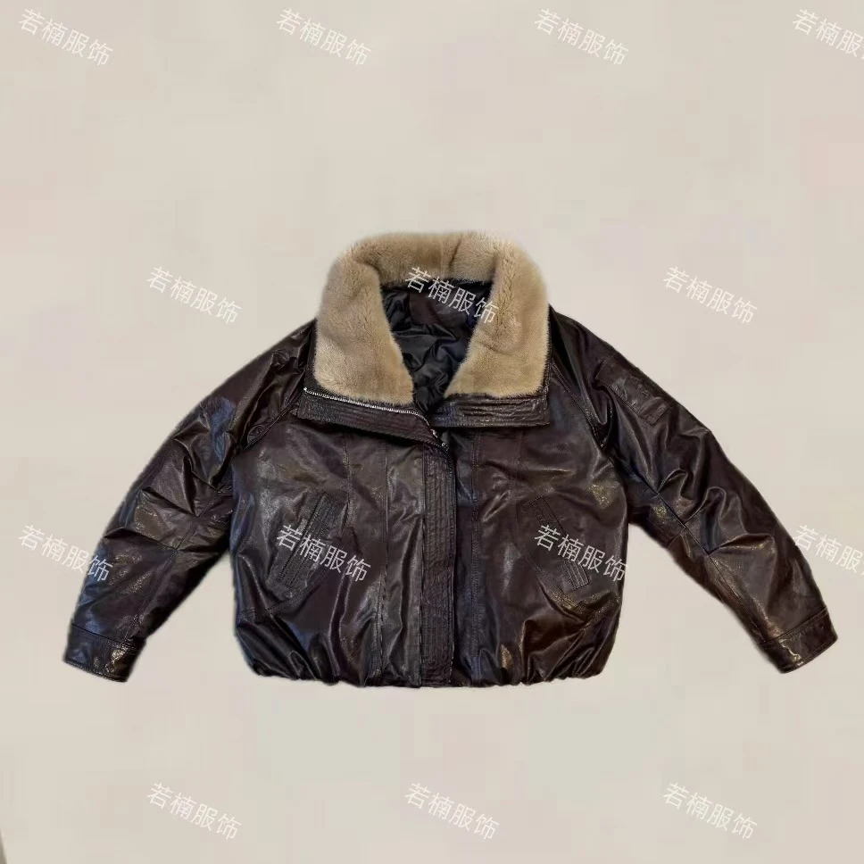 【若楠服饰】2025简约加厚潮流女士皮衣外套-25893