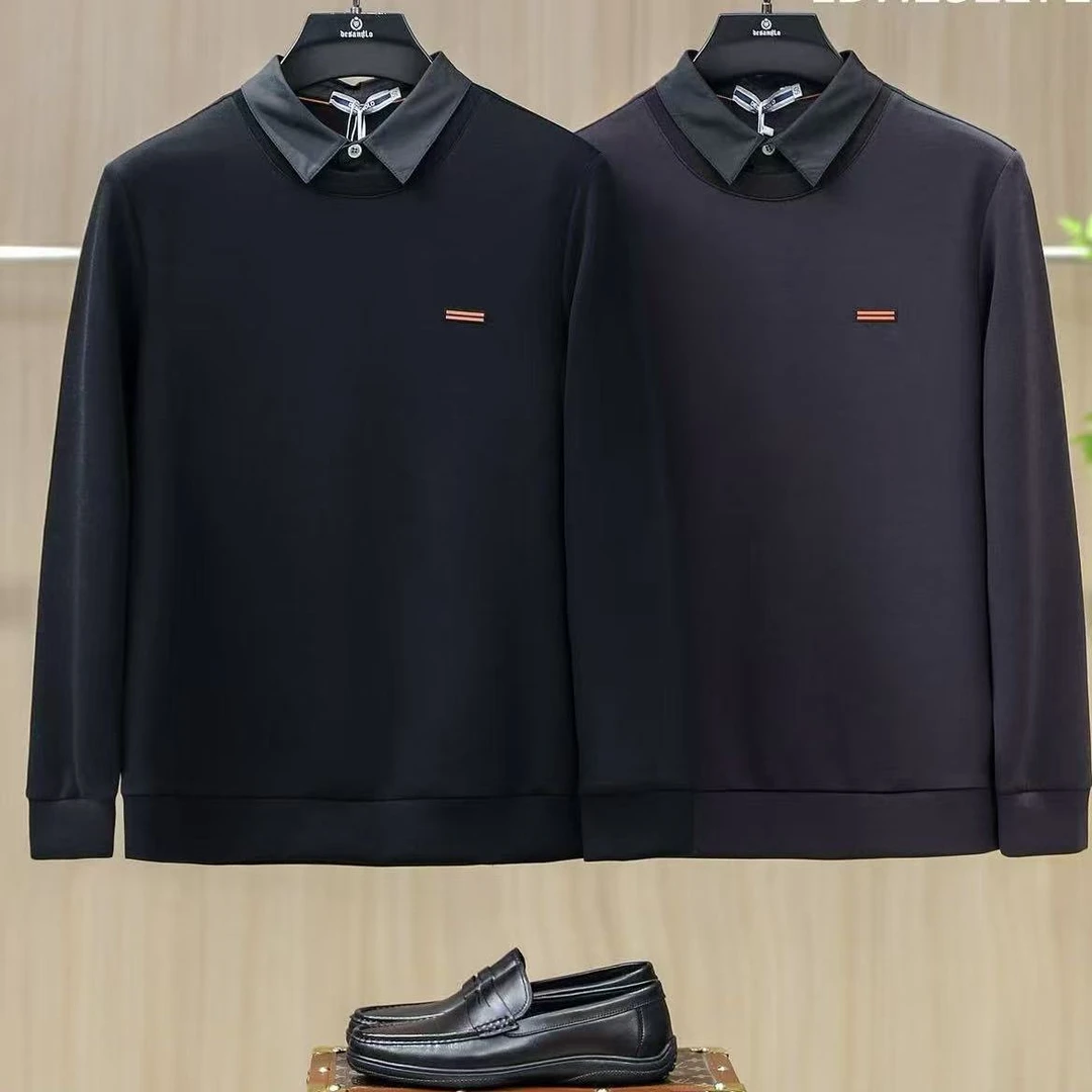 【VanJazny】新款高端男士时尚假两件翻领卫衣227200