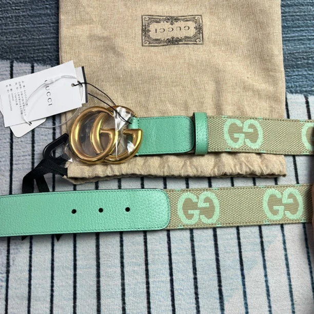未使用 GUCCI/古驰 古驰双G薄荷绿腰带