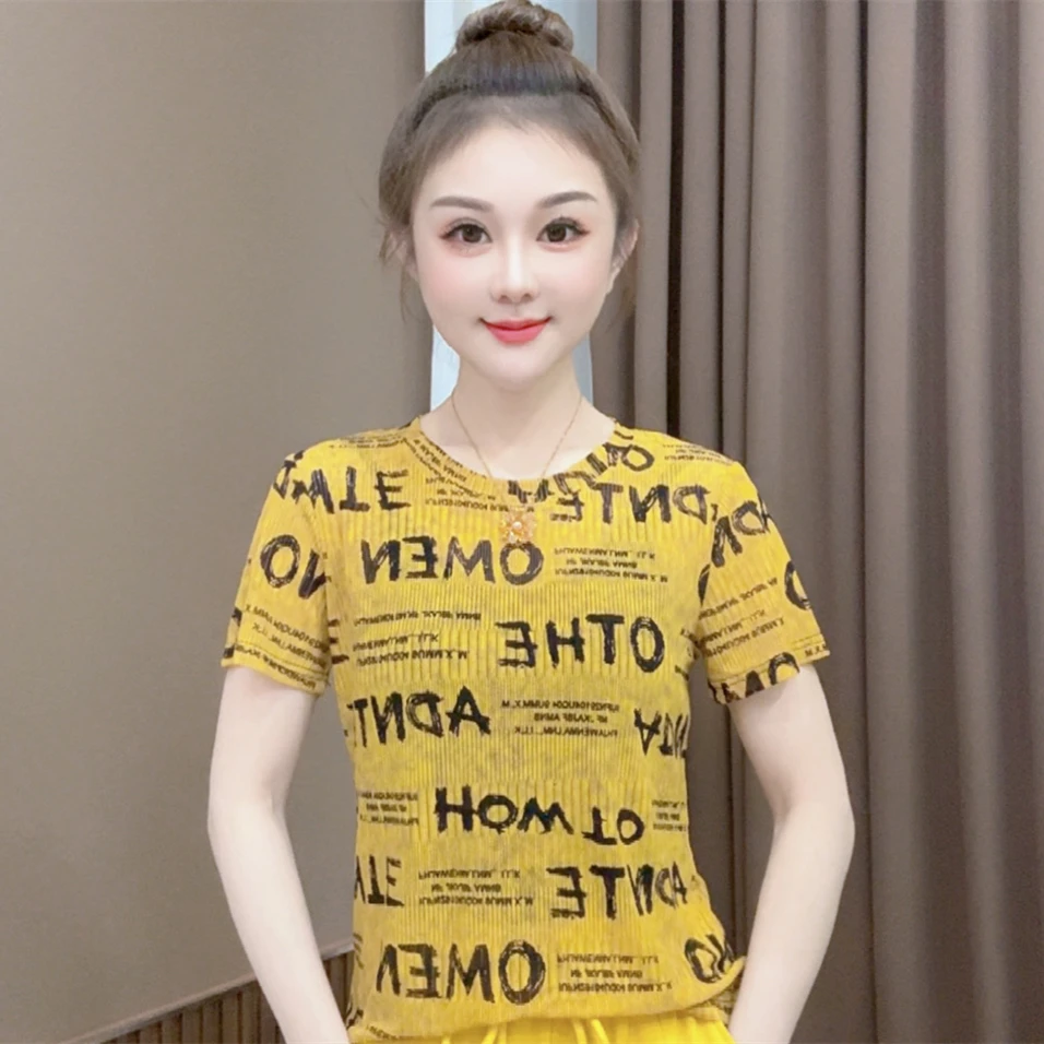 【希帆FA】短袖T 冰麻纱 印字母 A.9083#休闲百搭 时尚潮流