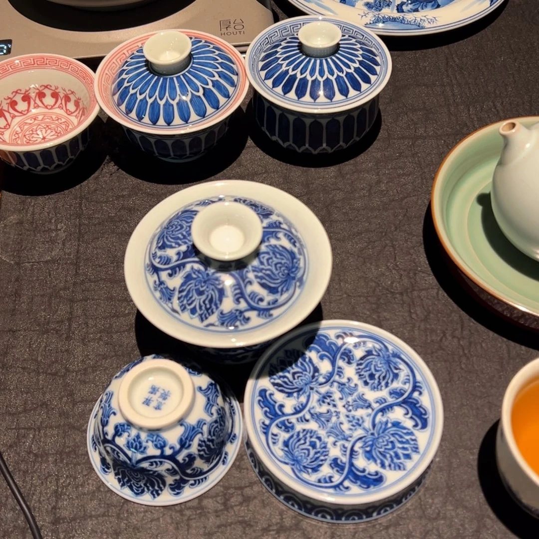 杯子并蒂莲3件套茶具