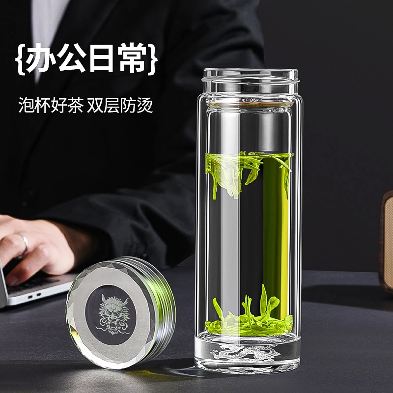【十二生肖】升级加厚双层隔热高硼硅玻璃杯车载便携水杯男