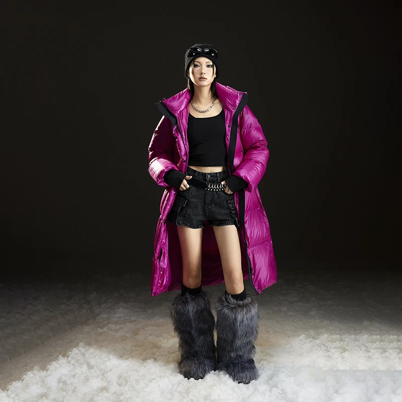 TUOGU/拓谷运动时尚休闲连帽中长款印花保暖冬季羽绒服D40811