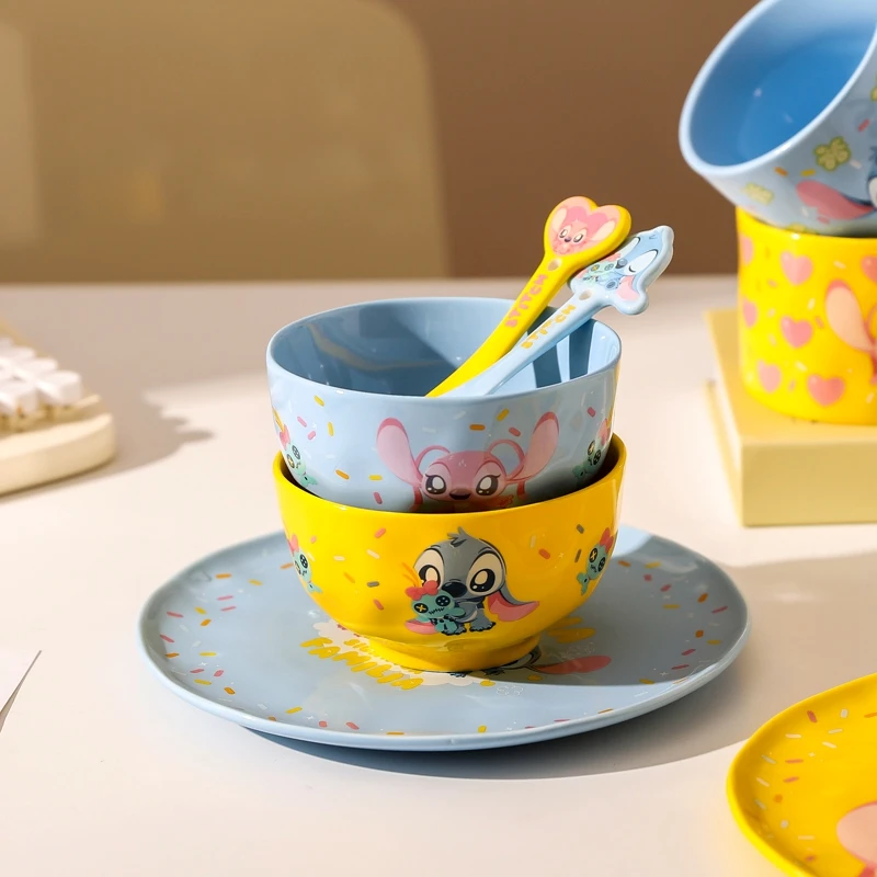 川岛屋迪士尼史迪仔可爱碗碟餐具陶瓷釉下彩米饭碗家用新款高颜值