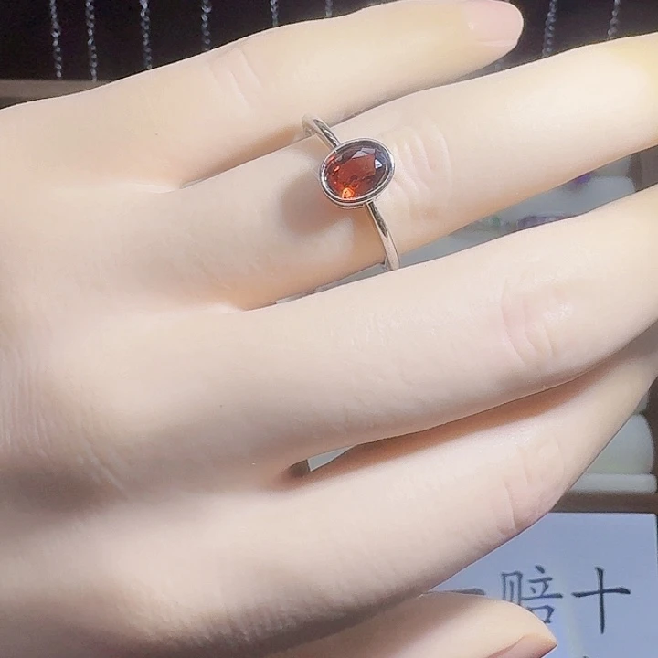 石榴石戒指银S925镶嵌