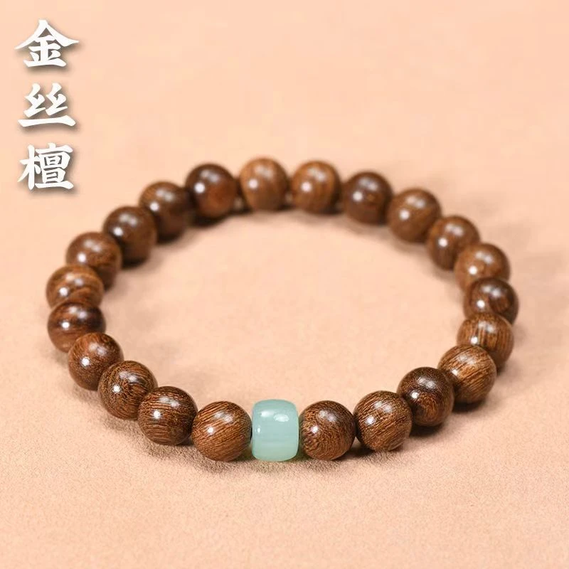 SKF514-天然金丝楠檀木质手持链念佛珠串DIY男女士盘文玩运转