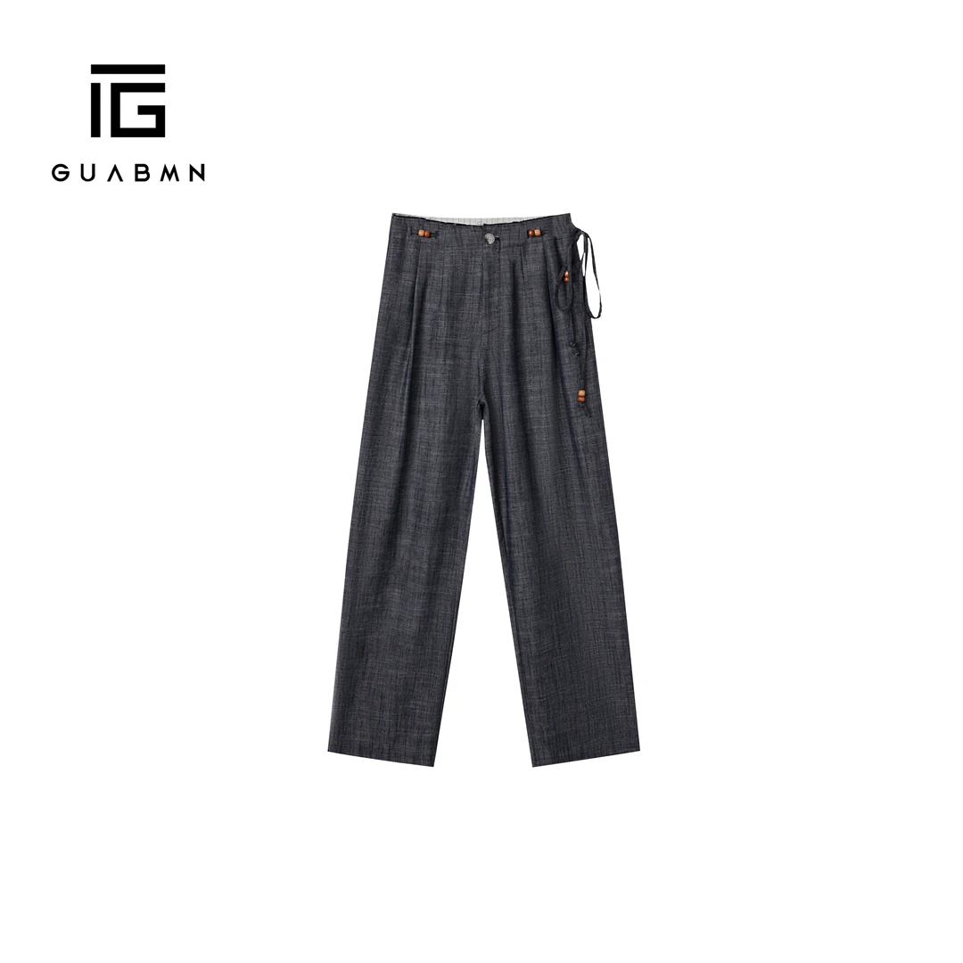 GUABMN2025夏季新款休闲裤时尚白色女宽松显瘦直筒阔腿裤5395