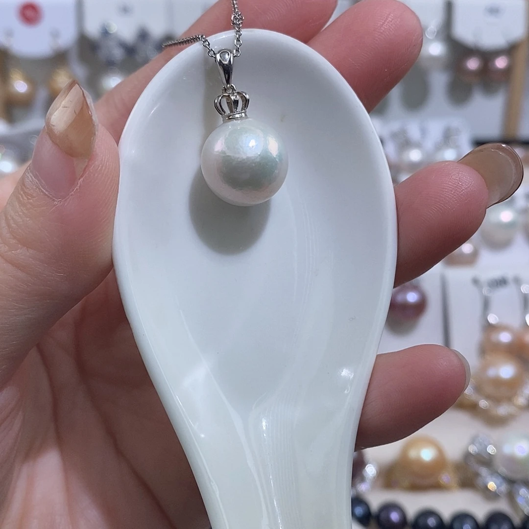 银S925镶嵌淡水珍珠吊坠(赠链)w12.8