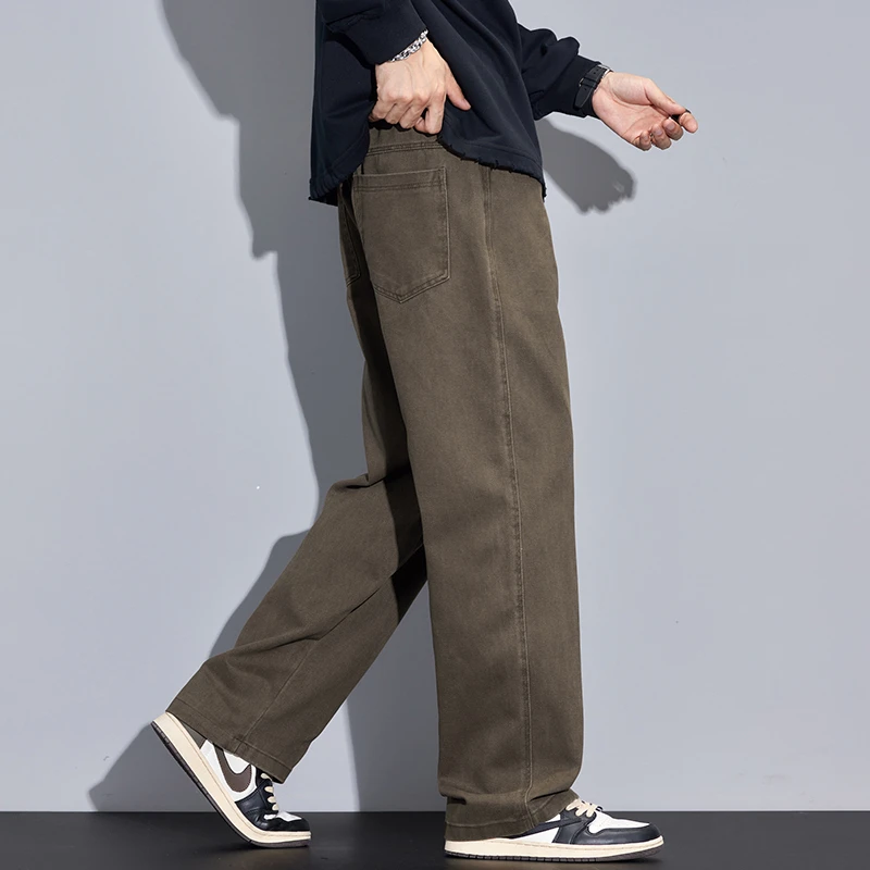 Kuvine2025秋季男士直筒休闲裤秋冬宽松直筒复古时尚百搭潮流长裤