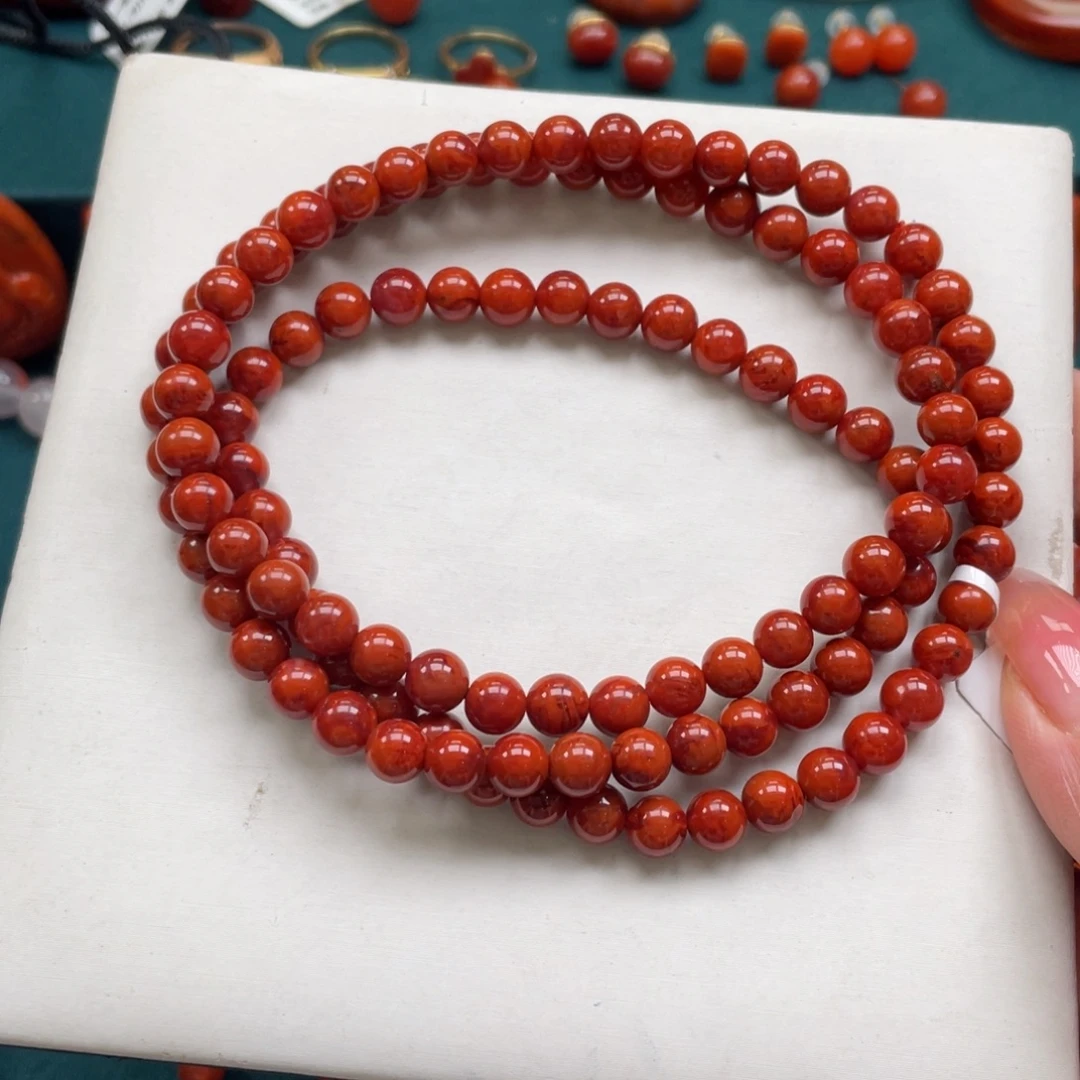 南红玛瑙未镶嵌瓦西南红满肉虎皮多圈6+mm