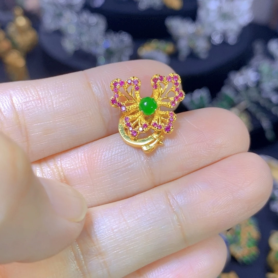 翡翠银S925镶嵌毛衣链天然翡翠