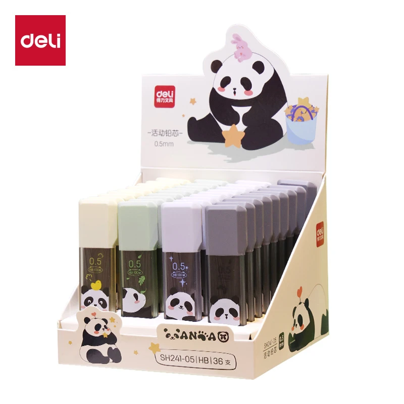 得力【3盒】自动铅笔笔芯大容量铅芯学生必备100根活动铅芯HB2B