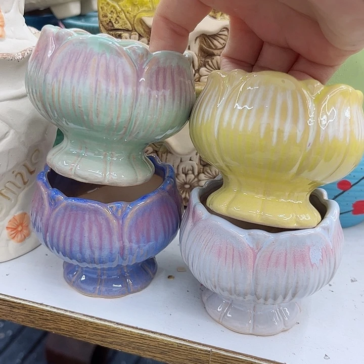 多肉绿植陶瓷花盆9.9包邮，有孔