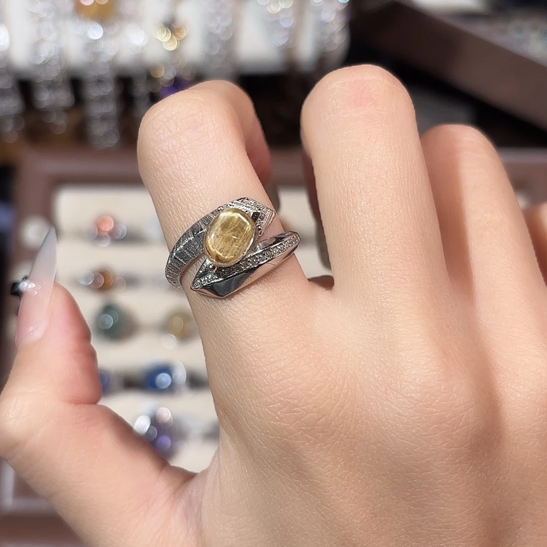 银S925镶嵌烟晶戒指