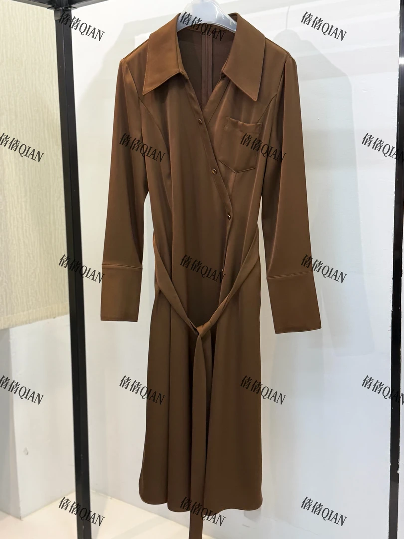 轻奢时尚气质衬衫款长袖连衣裙(24L0056-386）