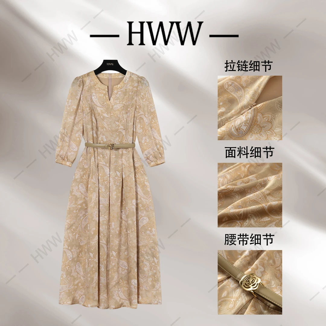 【赫尔温】设计款月夜桂花时尚收腰显瘦连衣裙DHZZR50550