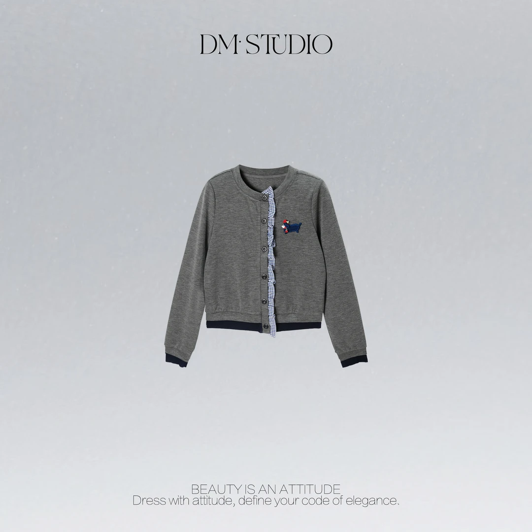 DEDM•STUDIO/可爱风减龄小狗气质针织排扣开衫2508ZZS/FHWC8710