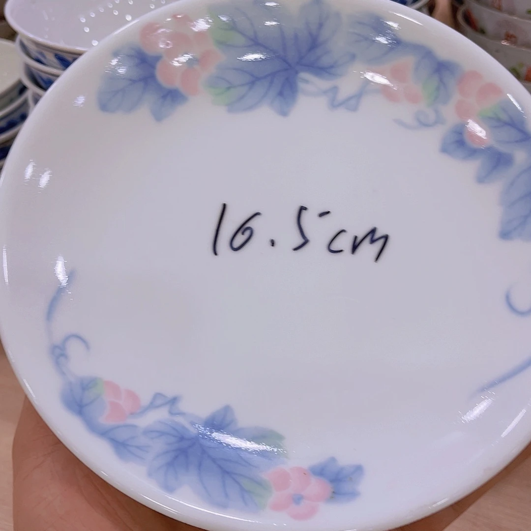 釉下五彩葡萄花盘子