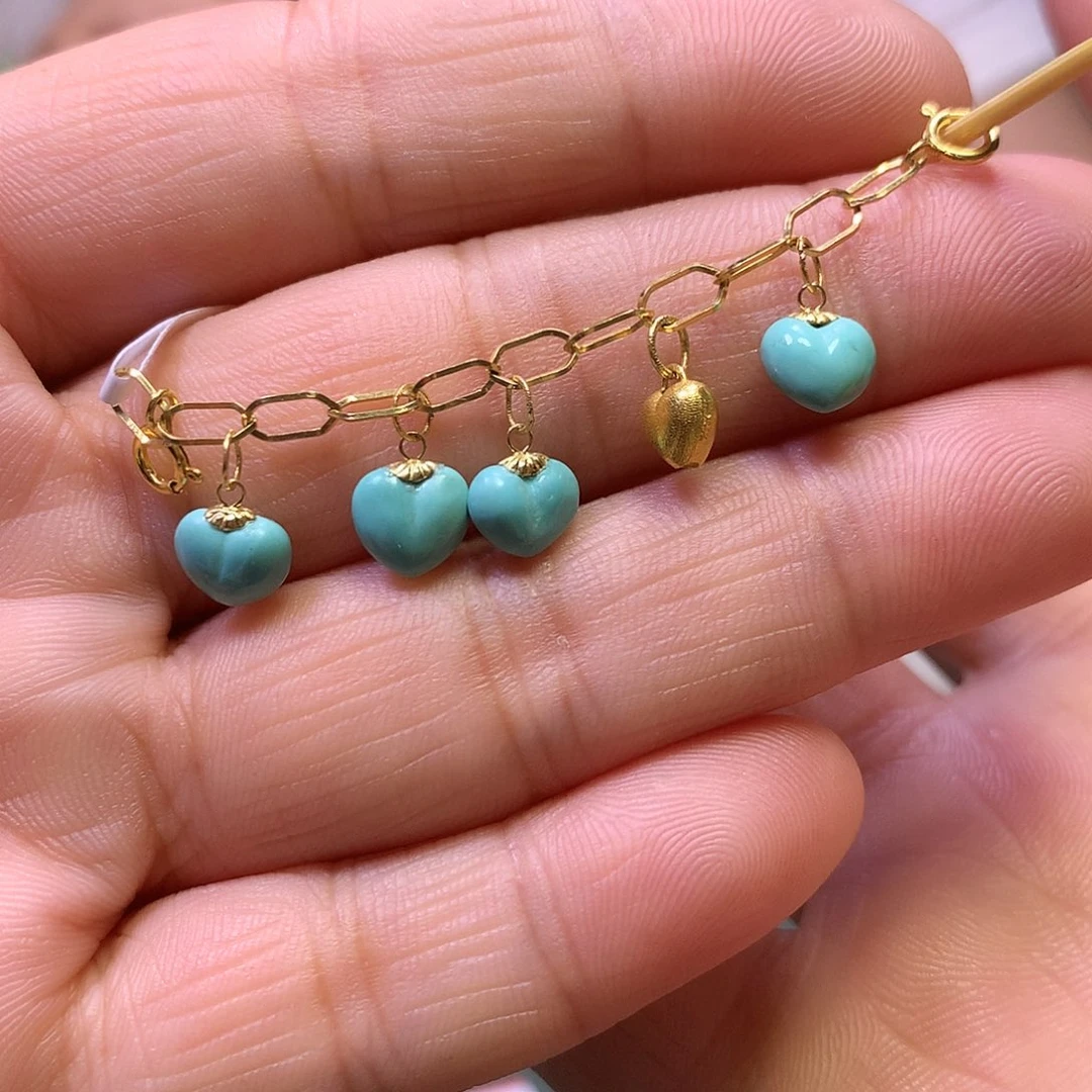 绿松石18K金镶嵌半链