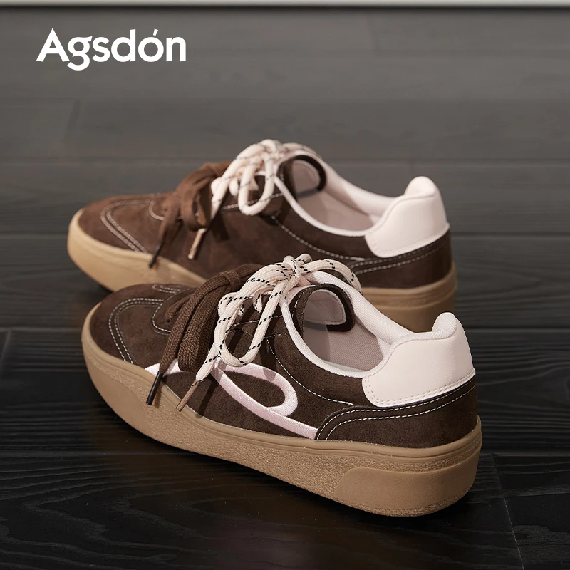 Y奥古狮登棕色德训鞋女2025新款秋季厚底百搭阿甘鞋运动休闲板鞋Y