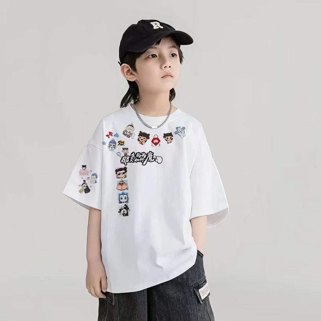 2025爆款（韩范哪吒设计款）亲子宽松洋气短袖T恤
