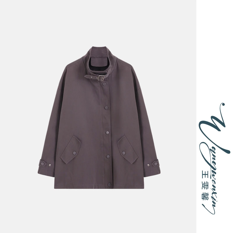 【王雯馨】“风中雨里”设计款褶皱袖 宽松百搭时髦洋气 春季新款风衣