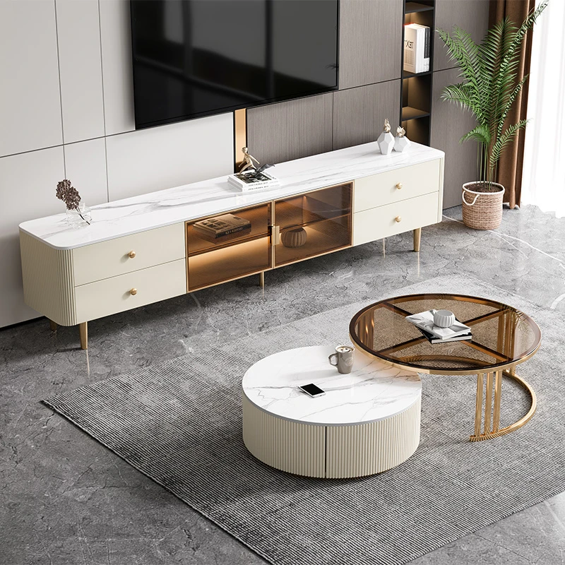 现代简约岩板电视柜茶几组合家用客厅小户型2022新款网红轻奢地柜