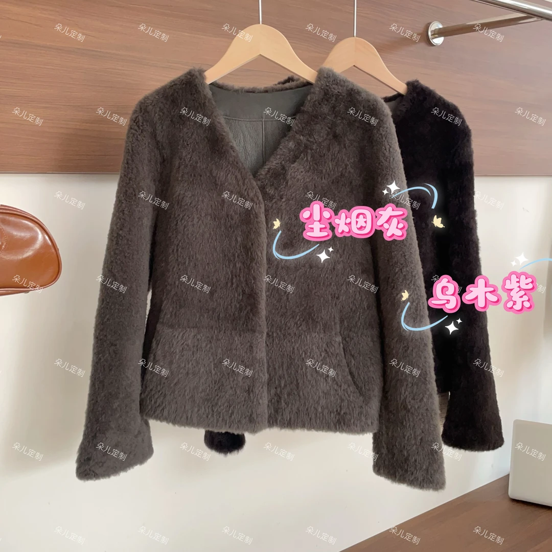 朵儿定制 【盛宴】厚款气质小湖羊皮毛一体外套 MC29