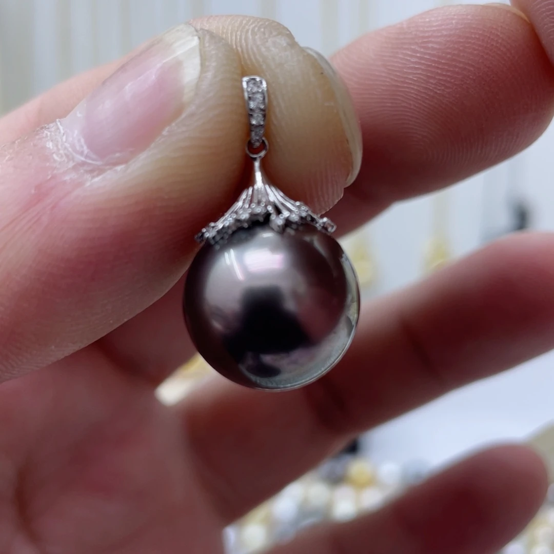 海水珍珠吊坠(不含链)18K金镶嵌
